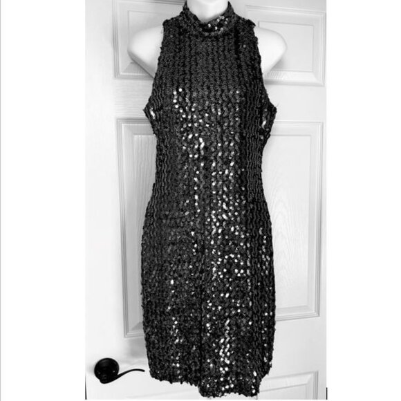 Stretchy sequin little black dress size medium - Picture 1 of 4